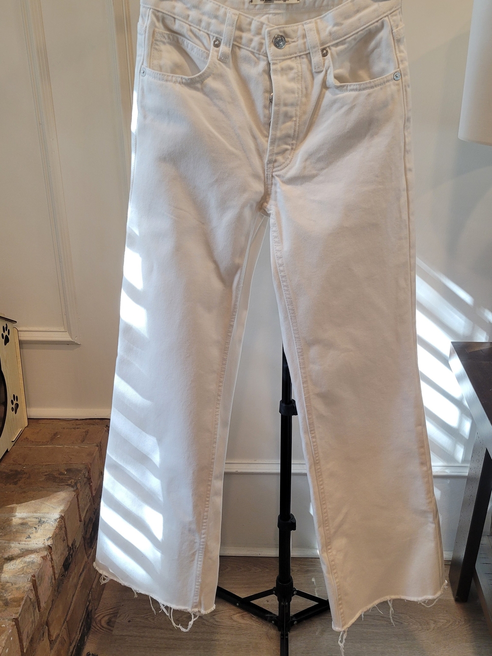 We The Free White Raw-Hem Bootcut Jeans